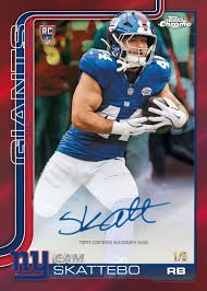 Topps Chrome Cam Skattebo rookie autograph card